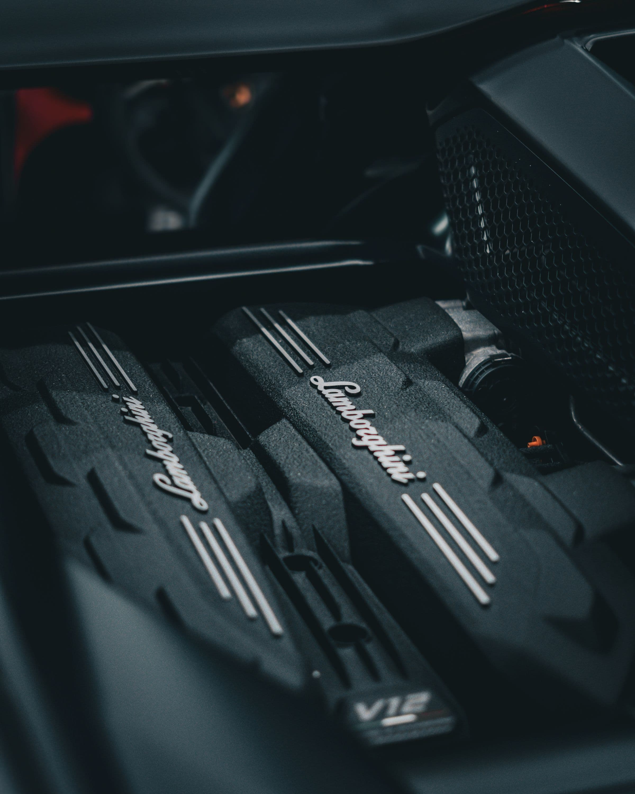 A twelve-cylinder engine in close-up